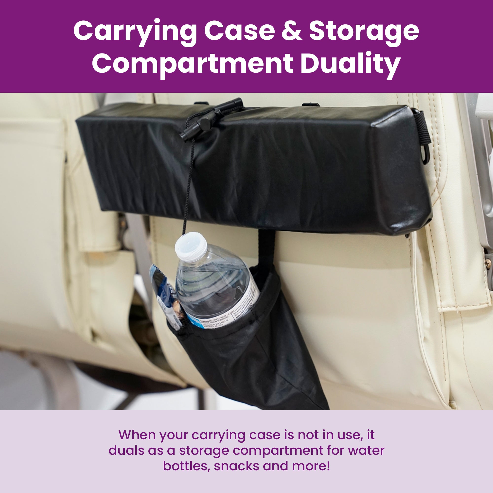 KneedThis - carrying case and storage compartment for water bottles, snacks, and more.