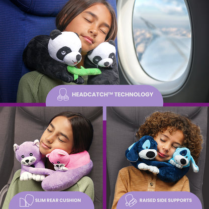 Evolution Kids Neck Pillow - HeadCatch Technology chin strap, slim rear cushion, raised side supports